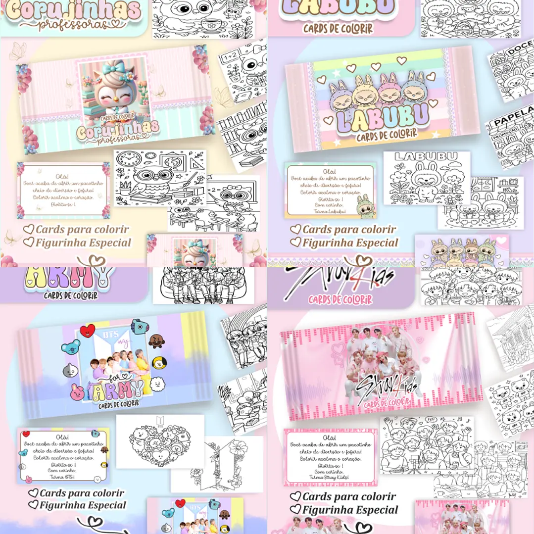 1079 Arquivo Big Cards de Colorir 100 temas - Imagem 3