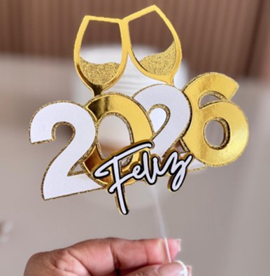 11-FELIZ 2026 Arquivo de corte 13 Topos de Bolo Ano Novo 2026 - Imagem 7