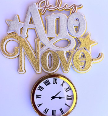 12-FELIZ ANO NOVO Arquivo de corte 13 Topos de Bolo Ano Novo 2026 - Imagem 14