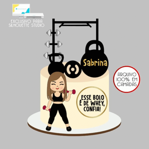Arquivo Topo de Bolo Academia Fitness Mulher