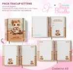 Caderno Pautado A5+Bloquinho A6 Teacup kittens - Imagem 3