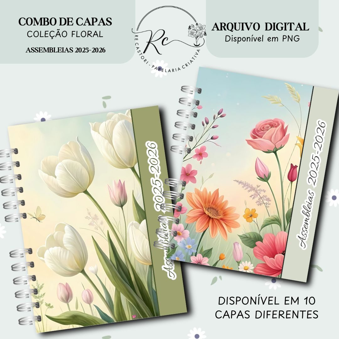 3-7 KIT DIGITAL COMBO DE CAPAS PARA ASSEMBLEIAS 2025-2026 – TEMA FLORAL - Imagem 3