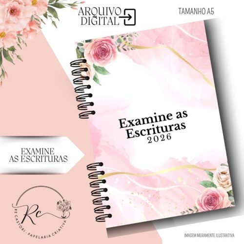 ARQUIVO DIGITAL CADERNO EXAMINE AS ESCRITURAS – PERMANENTE (2026) – Floral Rosa