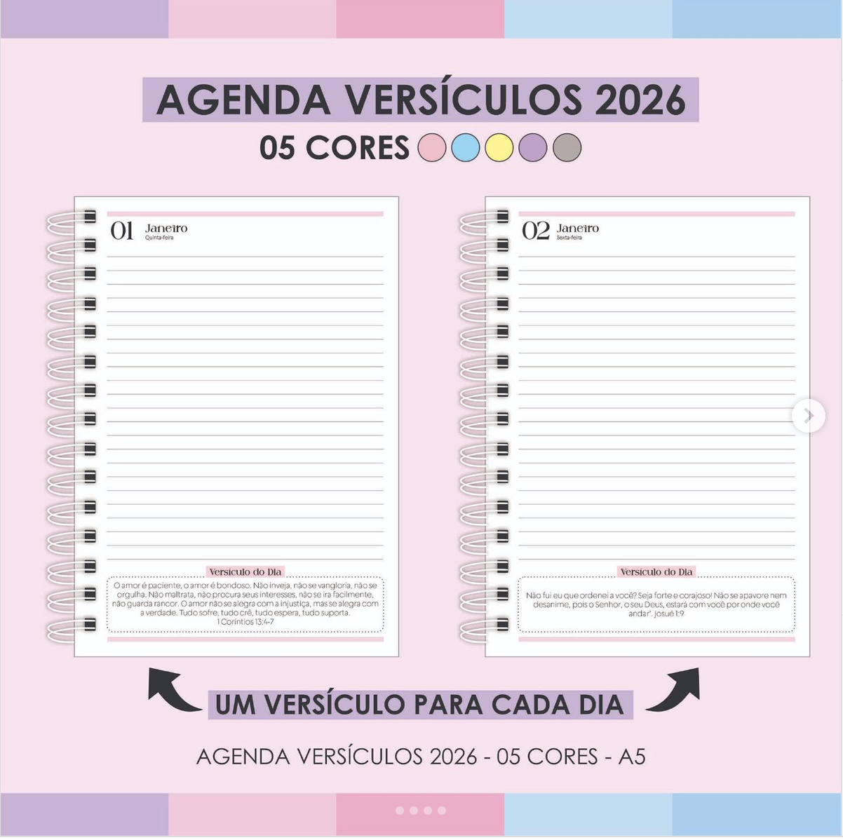 Agenda 2026 Versículos - 05 Cores - Arquivos da Lari Agenda 2026 Versículos - 05 Cores - Imagem 1