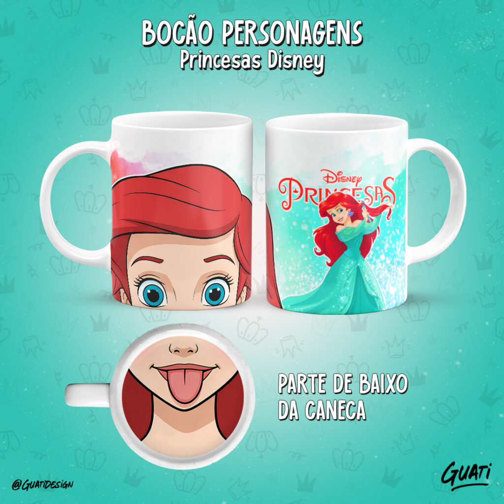 Arte Caneca Bocão Princesas - Imagem 9