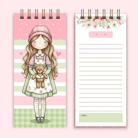 Arquivo Digital - Bloco Slim 22x10cm wire-o espiral - Bonecas Arquivo Digital - Bloco Slim 22x10cm wire-o espiral - Bonecas - Imagem 1