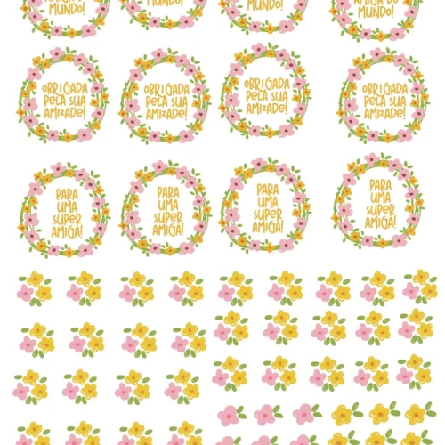 Arte Amizade flores Arquivo Digital DTF UV (A4)