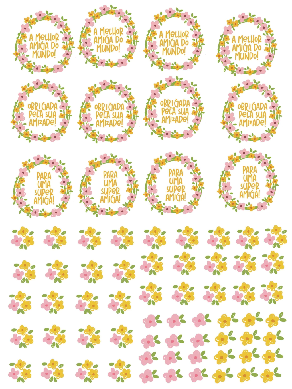 Arte Amizade flores Arquivo Digital DTF UV (A4) Arte Amizade flores Arquivo Digital DTF UV (A4) - Imagem 1