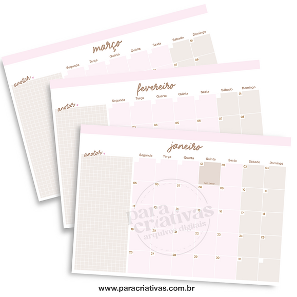 CALENDÁRIO MENSAL 2026 Calendário Anual 2026 - Imagem 1