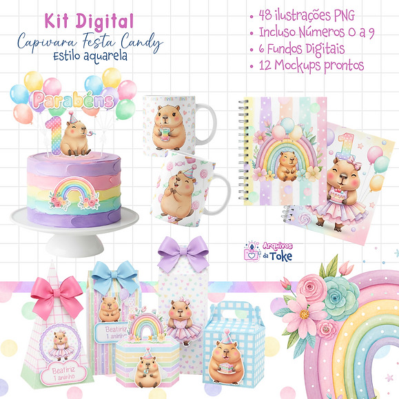 CAPIVARA 13 KIT DIGITAL CAPIVARA FESTA CANDY - Imagem 1