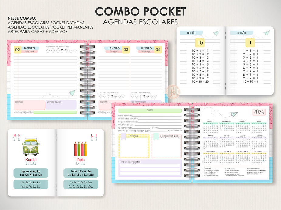 COMBO AGENDAS ESCOLARES POCKET COMBO AGENDAS ESCOLARES POCKET - Imagem 1