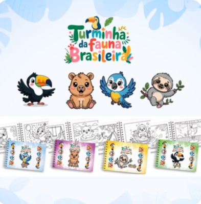 Coleção Caderno e Livros de Colorir Turminha da Fauna Brasileira