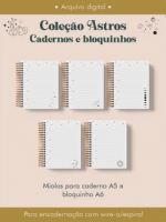 Caderno e bloquinho wire-o Coleção Astros