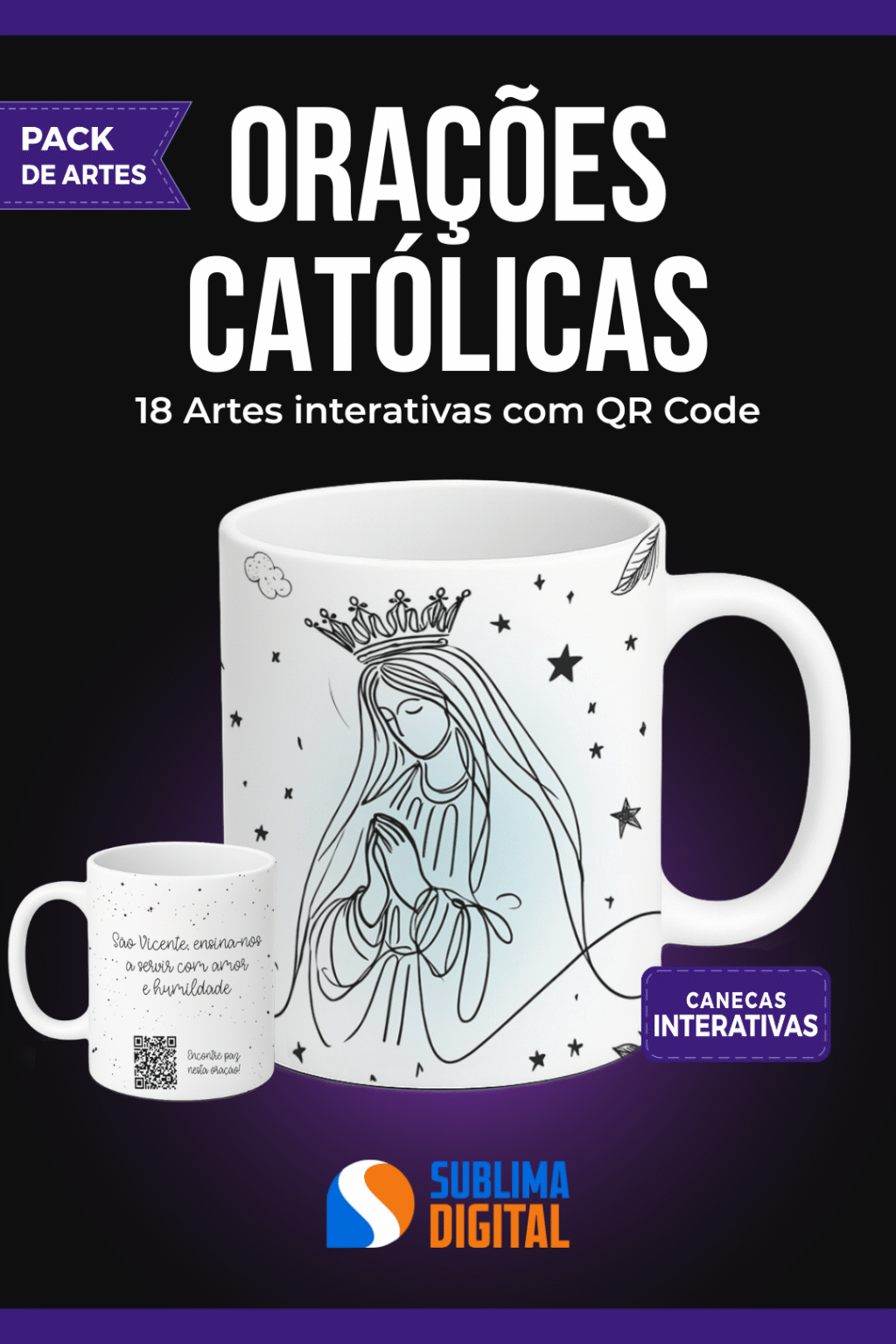 Arte para Canecas - Religiosa com QR Code - Imagem 1