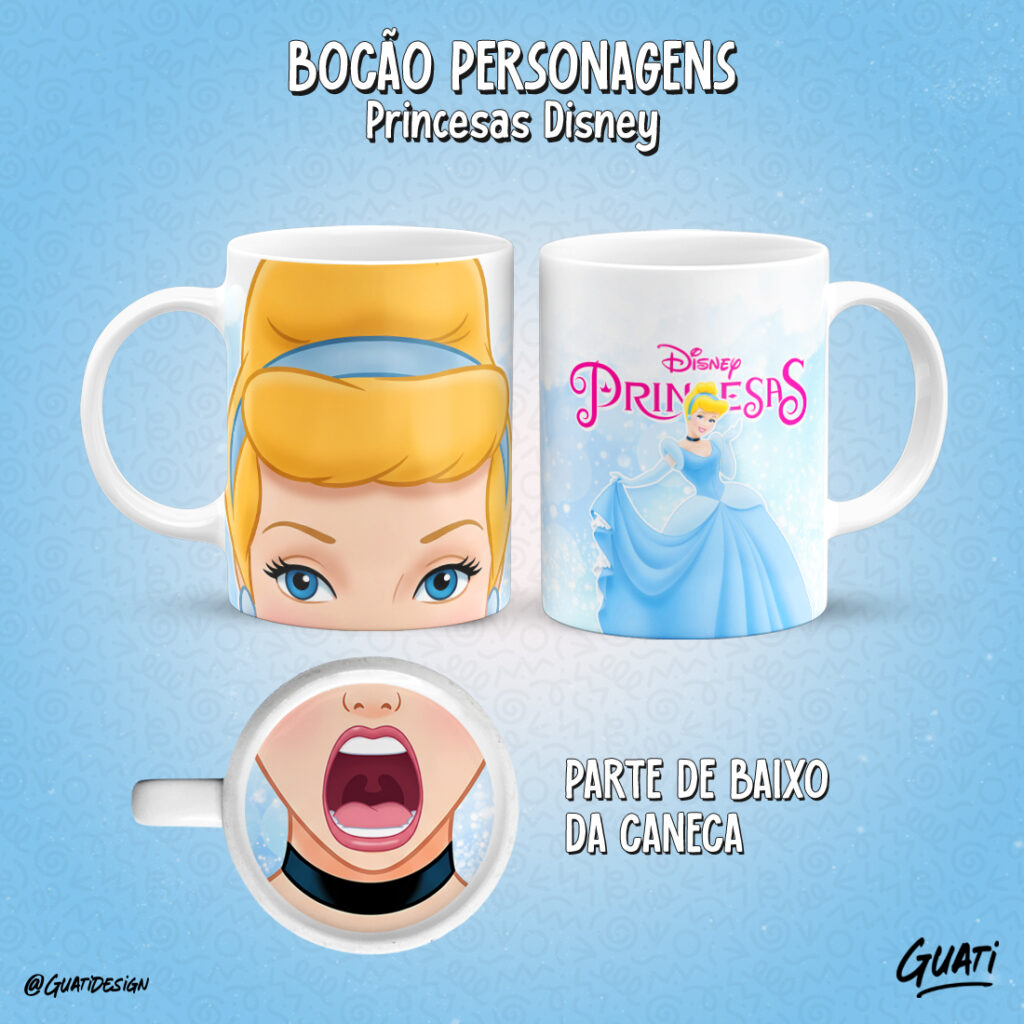 Arte Caneca Bocão Princesas - Imagem 11
