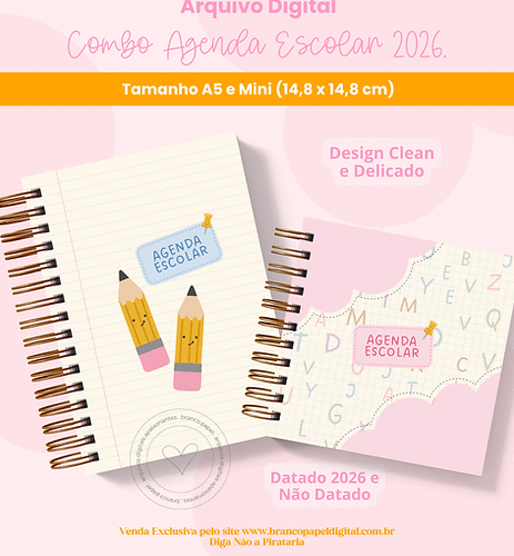 Combo Agenda Escolar e Infantil
