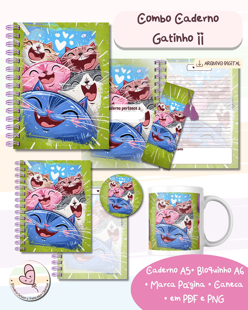 Combo Caderno Gatinhos II Combo caderno Gatinhos II - Imagem 1