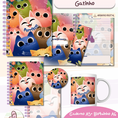 Combo caderno Gatinhos