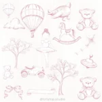 Kit Digital Toile de jouy – Brinquedos – Rosa - Imagem 5
