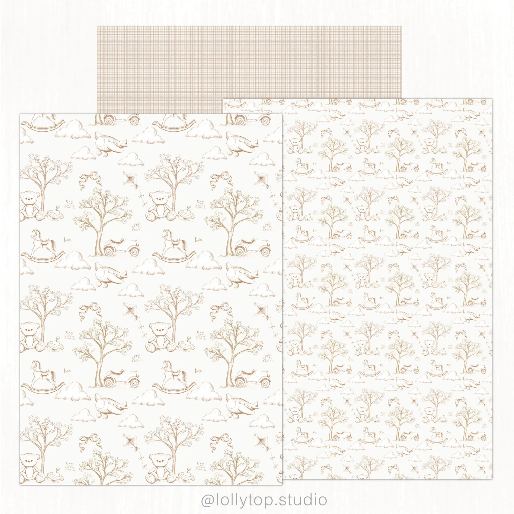Ilustracao_Sem_Titulo-11 Kit Digital Toile de jouy – Brinquedos – beige - Imagem 2