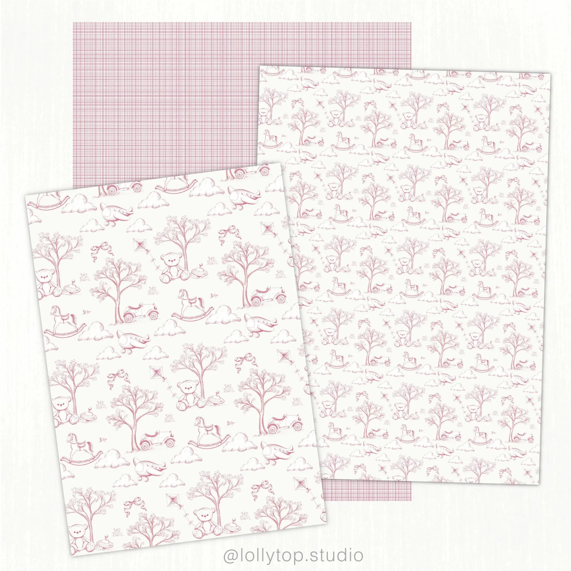 Ilustracao_Sem_Titulo-16 Kit Digital Toile de jouy – Brinquedos – Rosa - Imagem 3