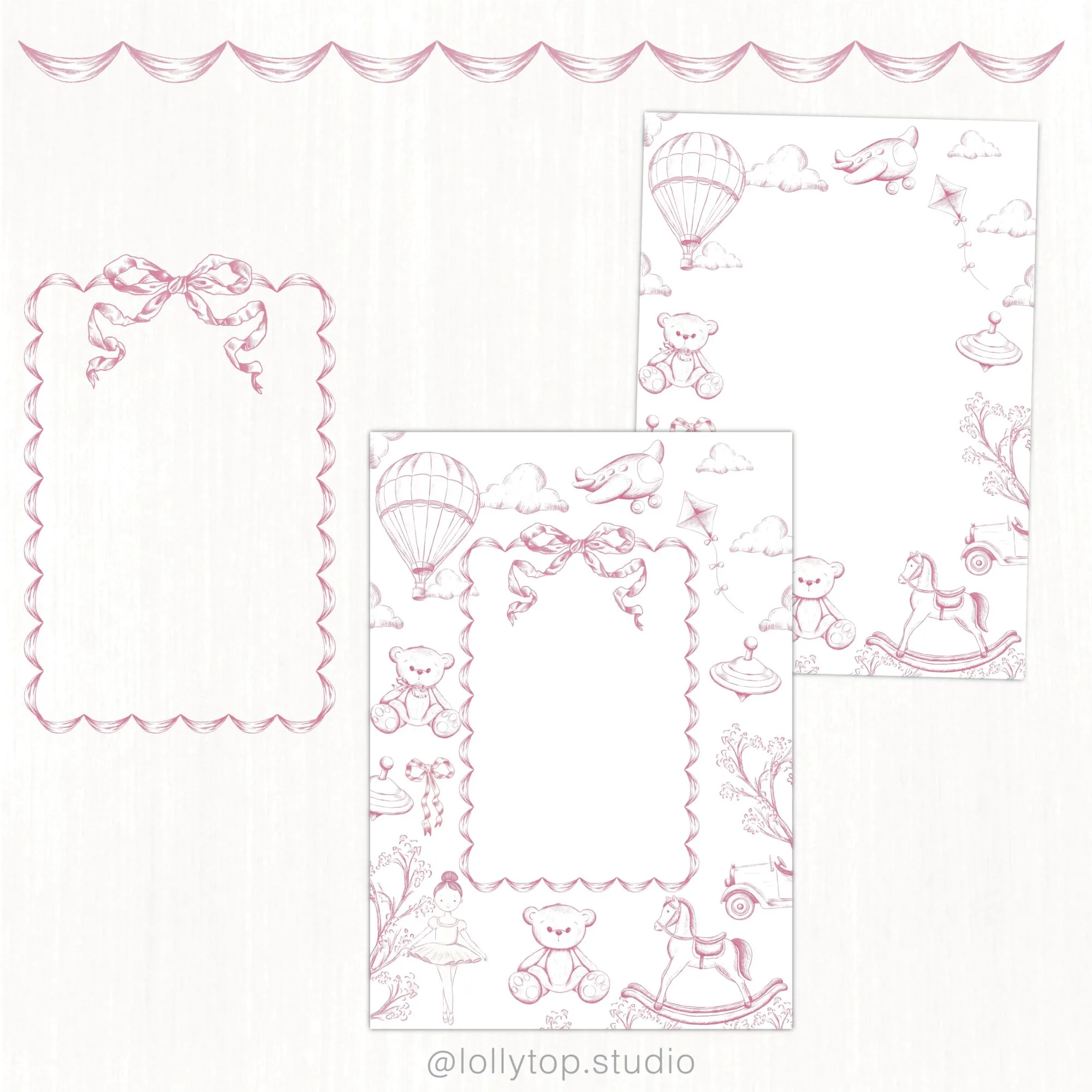 Ilustracao_Sem_Titulo-9 (1) Kit Digital Toile de jouy – Brinquedos – Rosa - Imagem 4