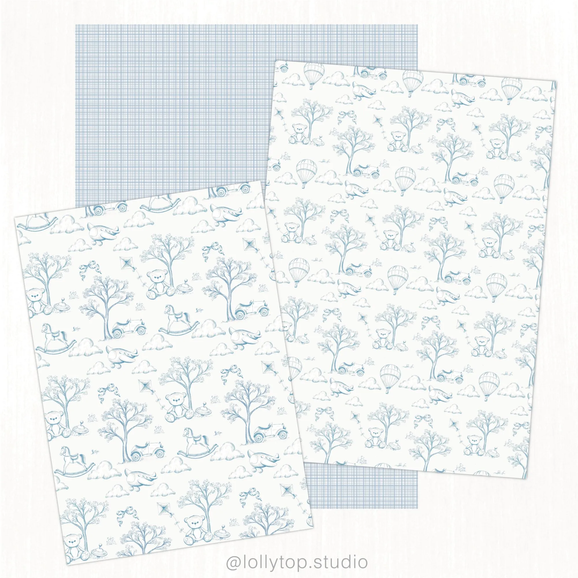 Ilustracao_Sem_Titulo-9 Kit Digital Toile de jouy – Brinquedos – azul - Imagem 3