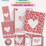 KIT DE ENCADERNAÇÃO | COLEÇÃO CORAÇÕES AQUARELA