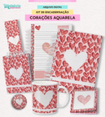 KIT DE ENCADERNAÇÃO | COLEÇÃO CORAÇÕES AQUARELA