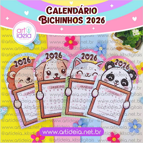 Kit Digital - Calendário Bichinhos 2026