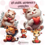 Kit Digital Bichinhos e Corações
