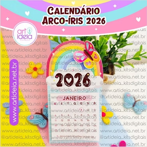 Kit Digital - Calendário Arco-íris 2026
