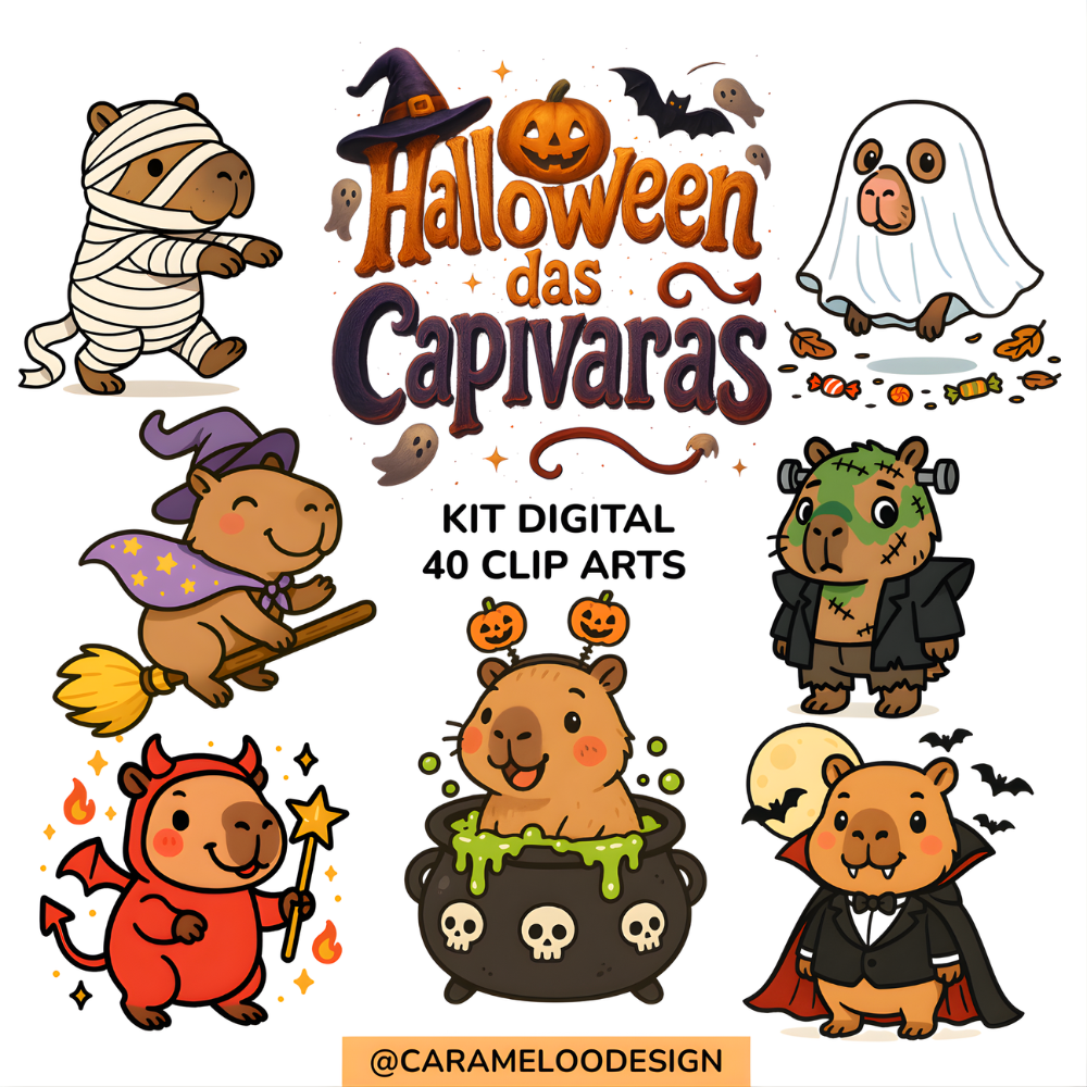 Kit Digital - Capivaras Hallloween Kit Digital – Halloween das Capivaras - Imagem 1
