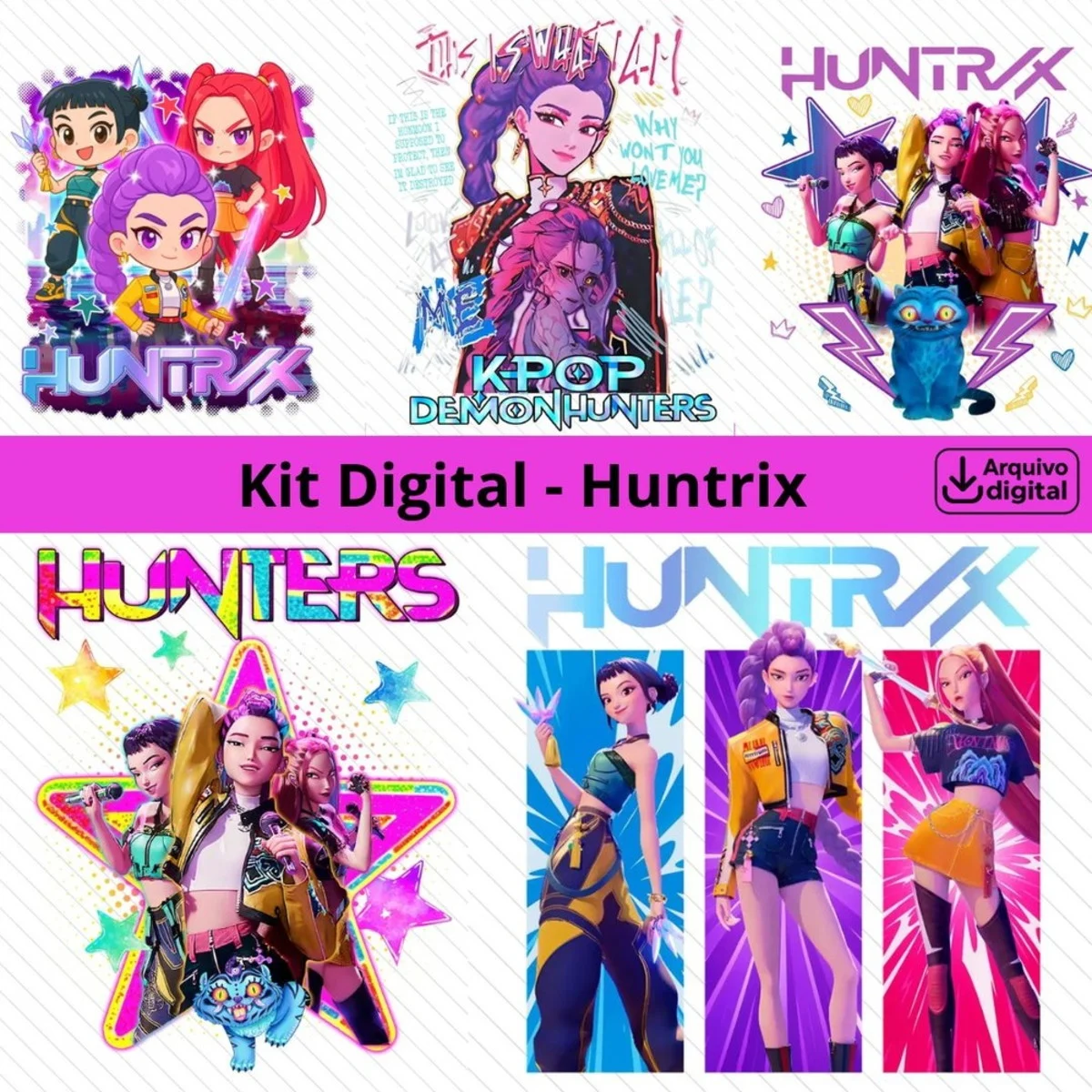 Kit Digital Huntrix Guerreiras do Kpop 4 Kit Digital Guerreiras do Kpop - Huntrix - Imagem 1