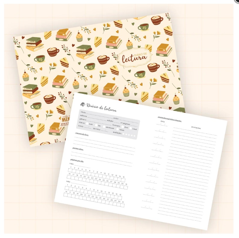Miolo + Capa Diário de Leitura - ARQUIVO DIGITAL Miolo + Capa Diário de Leitura | ARQUIVO DIGITAL - Imagem 1