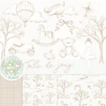 Kit Digital Toile de jouy – Brinquedos – beige