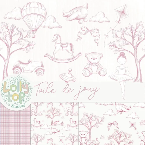 Kit Digital Toile de jouy – Brinquedos – Rosa