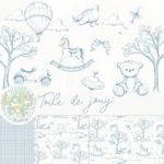 Kit Digital Toile de jouy – Brinquedos – azul