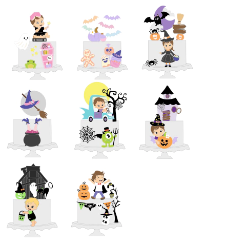 Arquivo de corte 8 Topos de Bolo HALLOWEEN