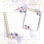 Caderno Pautado A5 + Bloquinho A6 – Flores Branco e Lilás - Imagem 2