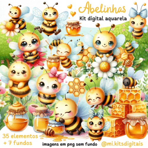 KIT DIGITAL Abelhinha Aquarela