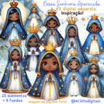 KIT DIGITAL Nossa Senhora Aparecida aquarela