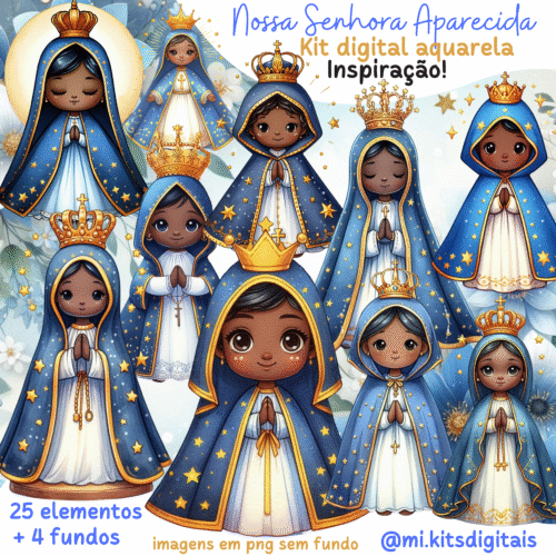 KIT DIGITAL Nossa Senhora Aparecida aquarela