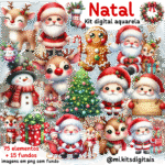 KIT DIGITAL Natal Aquarela