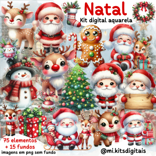 KIT DIGITAL Natal Aquarela