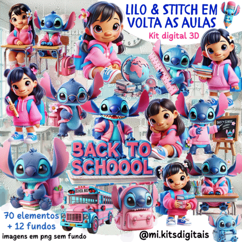 KIT DIGITAL  Lilo & Stitch em volta as aulas