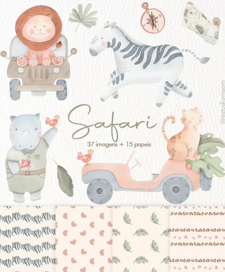 A07 Safari - Estúdio Vigom Kit digital Safari - Imagem 1