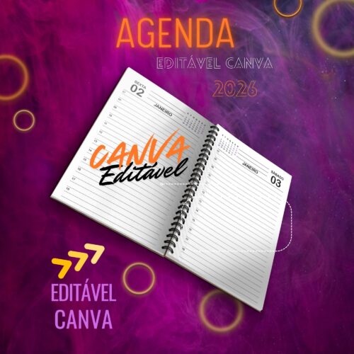Agenda 2026 - Editável no Canva