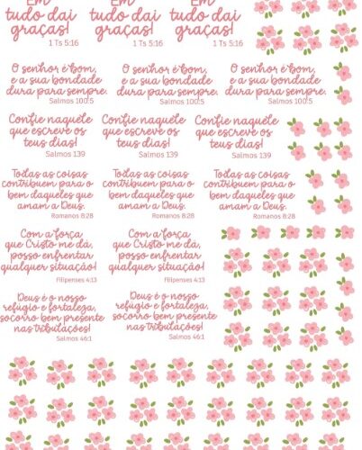 Arquivo Digital DTF UV Versículos Flores Rosa ( A4)
