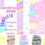 Arquivo digital calendários 2026 (com papéis, elementos, frases)